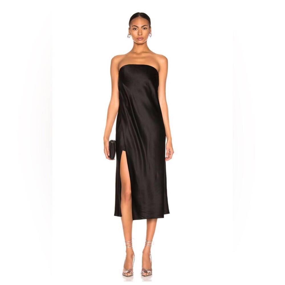 Michelle Mason Silk Charmeuse Strapless Wrap Gown - 4 - Black